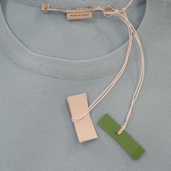 Stella McCartney Knit Short Sleeve Shirt Top Size EU 34 Blue High Low NWT NEW - Picture 6 of 15